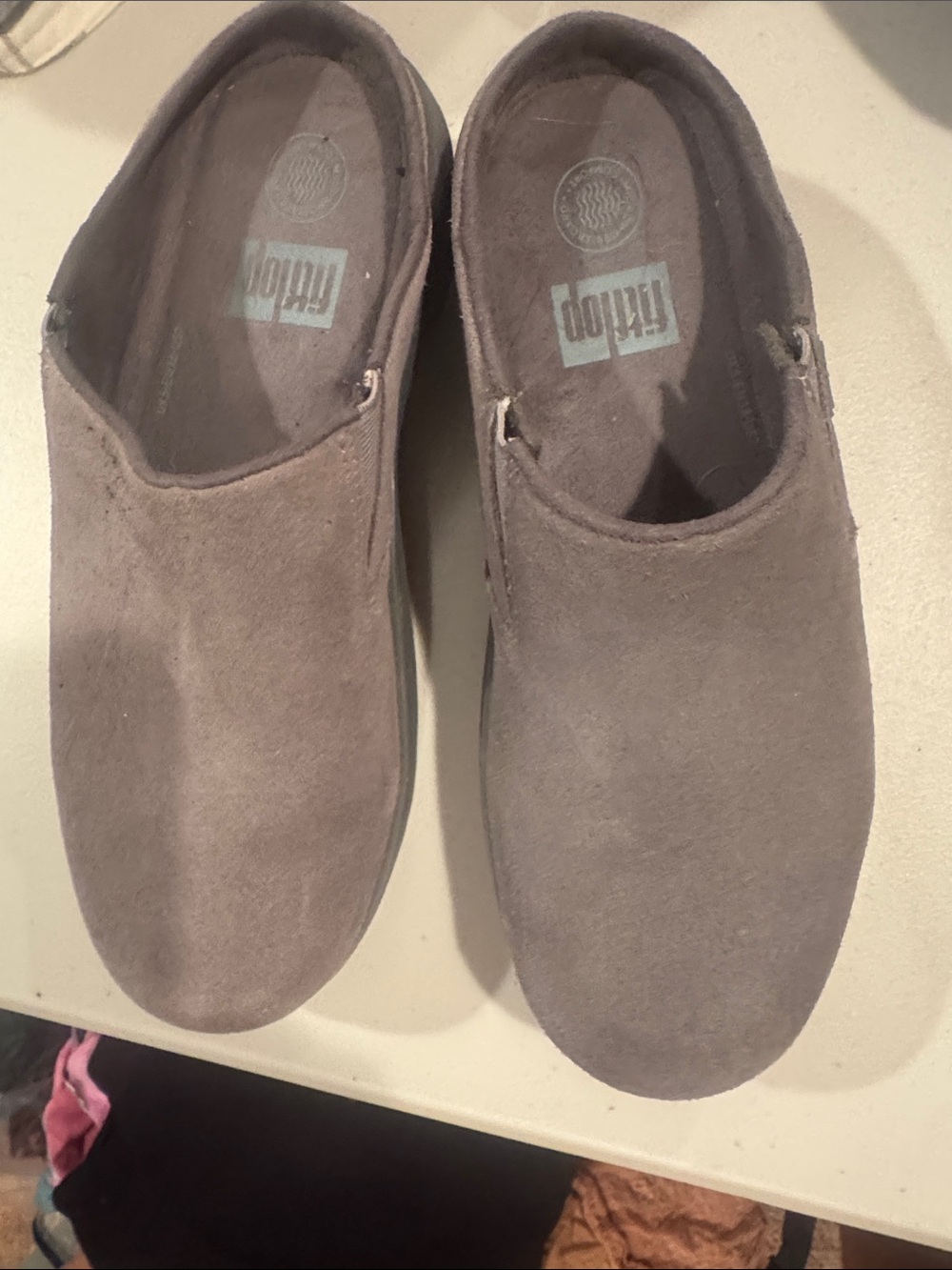 Fitflop Women's Suede Slip-On Clogs in Taupe